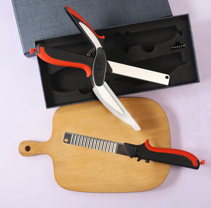 ✂️ Clearance Sale 🧹 Kitchen Shears with Built-in Board | Chop & Pour Directly Into Bowls 🥗✨
