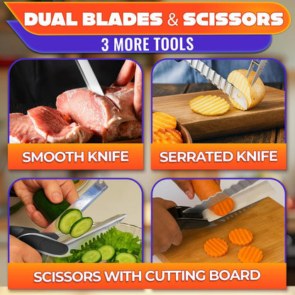✂️ Clearance Sale 🧹 Kitchen Shears with Built-in Board | Chop & Pour Directly Into Bowls 🥗✨