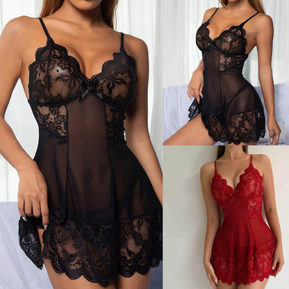 Sexy Lace Mesh Backless Lingerie Cami Pajama Set 💕✨