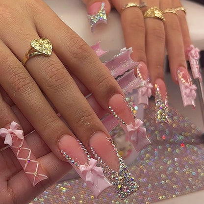 Bow Rhinestone Press-On Nails 💅✨ Over 50% OFF — Limited-Time Flash Sale! ⏰💎