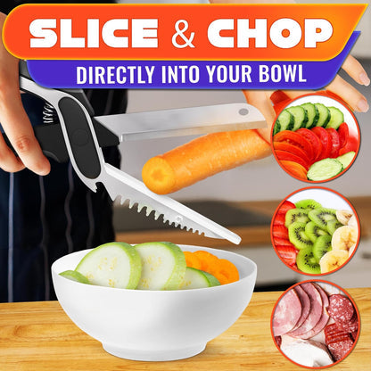 ✂️ Clearance Sale 🧹 Kitchen Shears with Built-in Board | Chop & Pour Directly Into Bowls 🥗✨