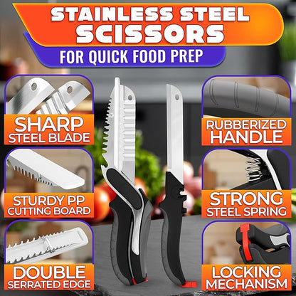 ✂️ Clearance Sale 🧹 Kitchen Shears with Built-in Board | Chop & Pour Directly Into Bowls 🥗✨
